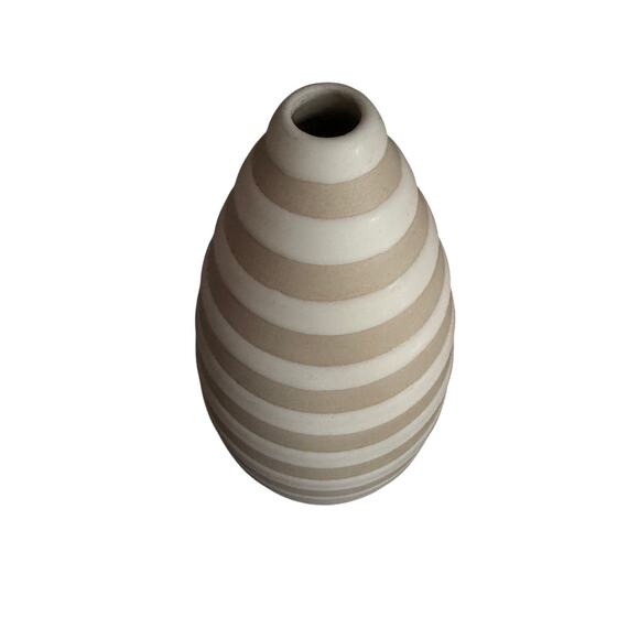 Vintage Jonathan Adler “Pot Au Porter” Striped Vase — Beige & White Ceramic - Picture 5 of 5